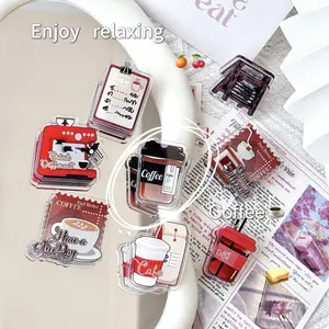 Vintage Coffee Binder Clips Set – Retro Acrylic PP Paper Clips | Cute Café Style Memo Clips, Desk Organizer for Office, School & Journaling