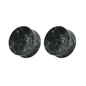 Concave Double Flared Black Howlite Stone Saddle Flesh Gauges Tunnel Expanders Stretcher 5mm-38mm body jewelry