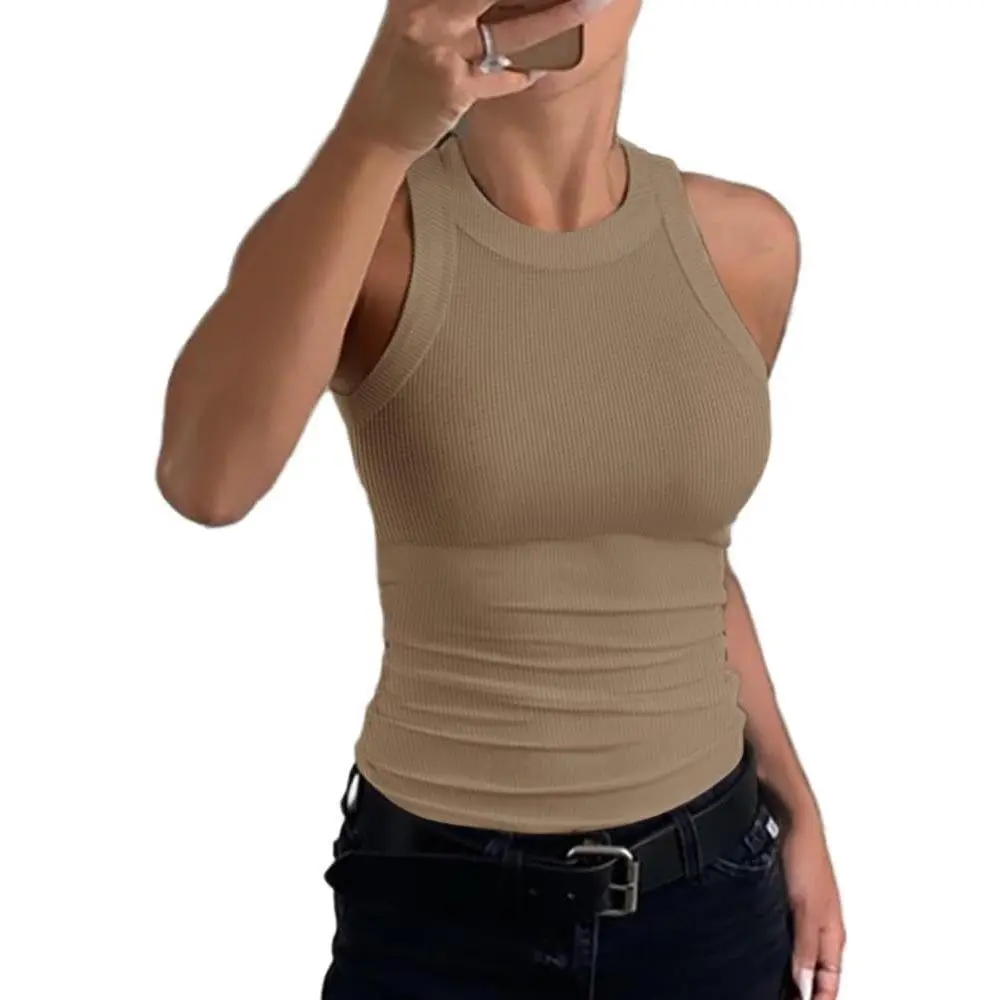 Womens Summer Sleeveless Tank Top Casual Ribbed Racerback Basic Fitted Thick Strap Shirts Tops