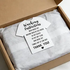 50PCS T-Shirt Washing Instruction Cards – Garment Care Tags for Shirts, Boutique & Clothing Packaging