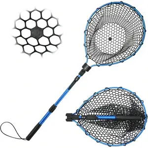 Fishing Landing Net,Lightweight Portable Fishing Nets With Rubber Mesh,Retractable Fishing Net For Fish, Foldable Fish Landing Net,Fish Net For Fly, Kayak,Boat,Catfish,Bass, Trout Fishing