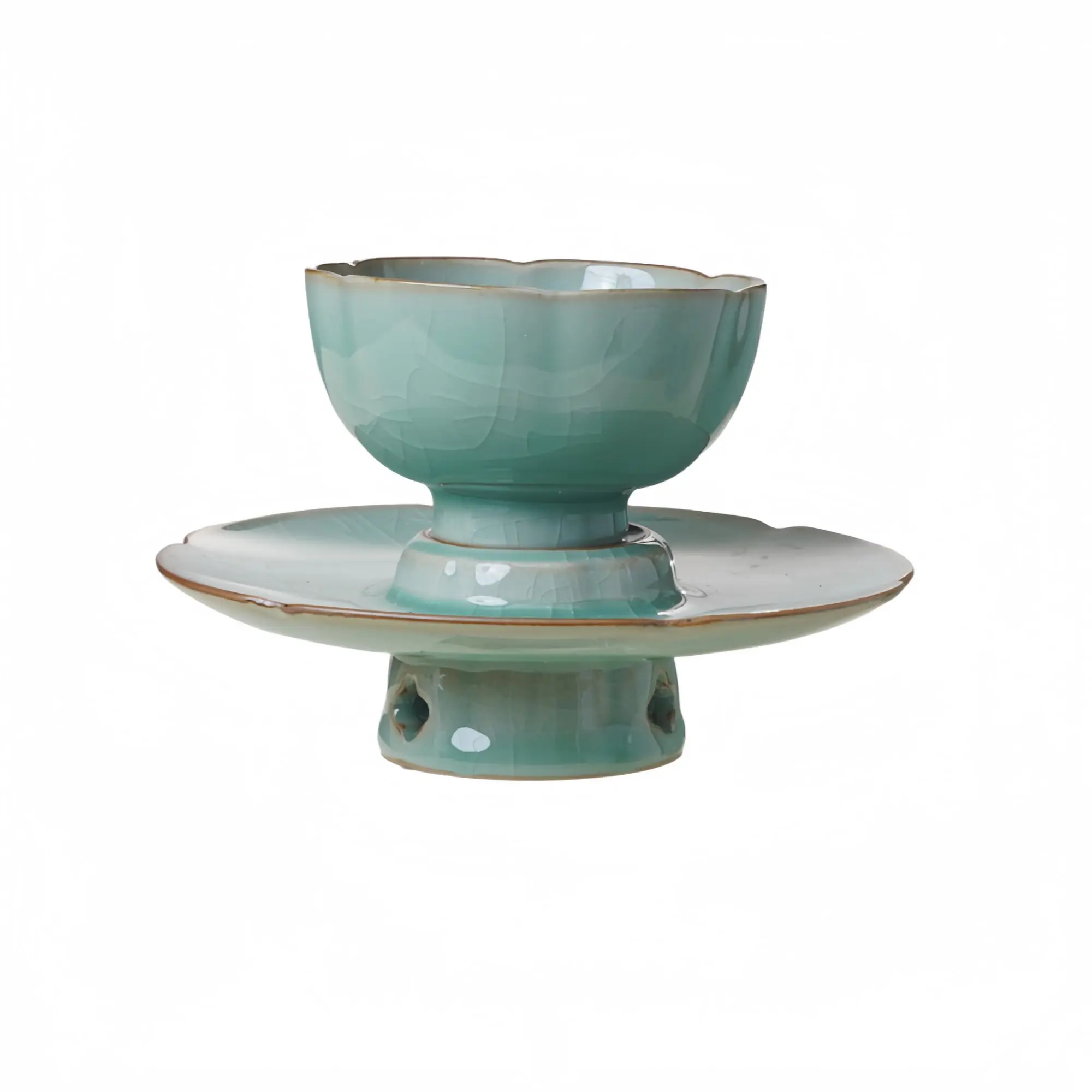 Chinese Porcelain Tea Bowl with Saucer – Gongfu Tea Cup for Ceremony, Oriental Tea Gift for Tea Lovers, Wabi Sabi Zen Style