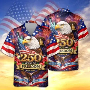 250th Anniversary America Hawaiian Shirt, 250 Years USA Independence Day Shirt, 1776-2026 Semiquincentennial, 4th Of July Patriotic Gift