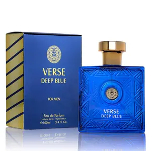 NovoGlow Verse Deep Blue Eau De Parfum for Men 3.4 oz 100ml Mediterranean Freshness Violet Aquatic Notes Bold Refreshing Scent Vegan Cruelty-Free