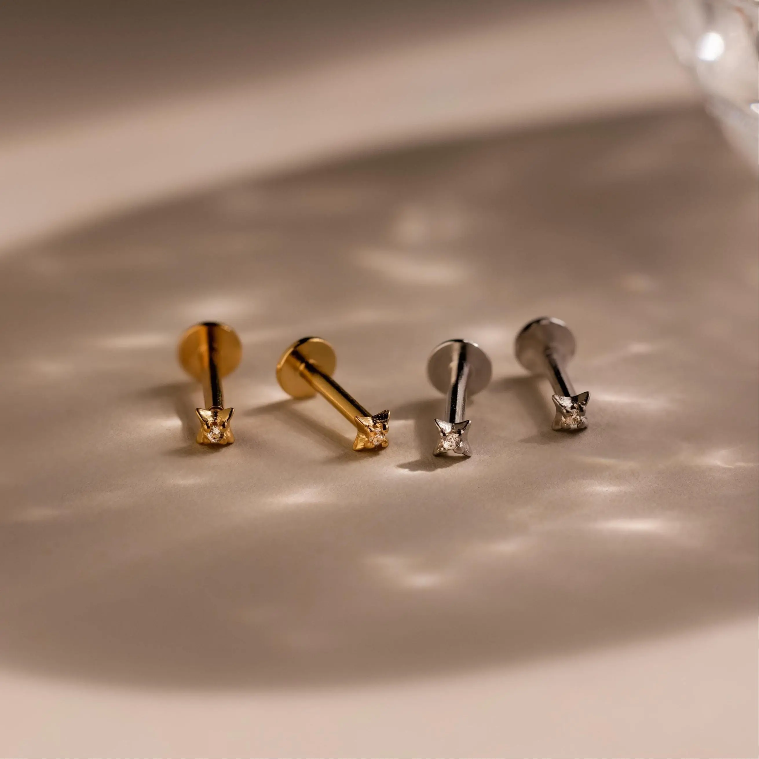 North Star Flatback Studs by Caitlyn Minimalist - Tiny Celestial Diamond Stud Earrings - Cubic Zirconia Jewelry - Best Friend Gift