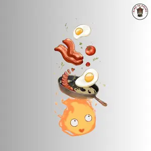 Breakfast Vinyl Sticker, Cute Sunny Side Up Eggs, Crispy Bacon Strips, Sausage and Tomato, Fun Kitchen Decor Sticker