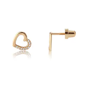 14K Gold-Plated Floating Heart Earrings for Babies, Toddlers and Kids