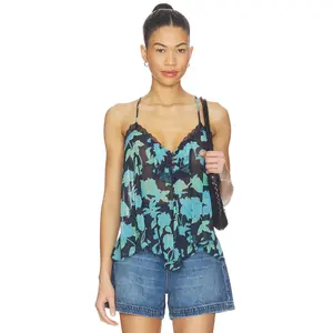 Free People Margaux Printed Tank in Capri Blue Combo