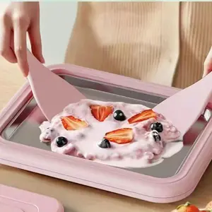 Roll ice cream making set, DIY stainless steel frozen yogurt board machine, household instant freezing plate with 2 scrapers, fun family activities
