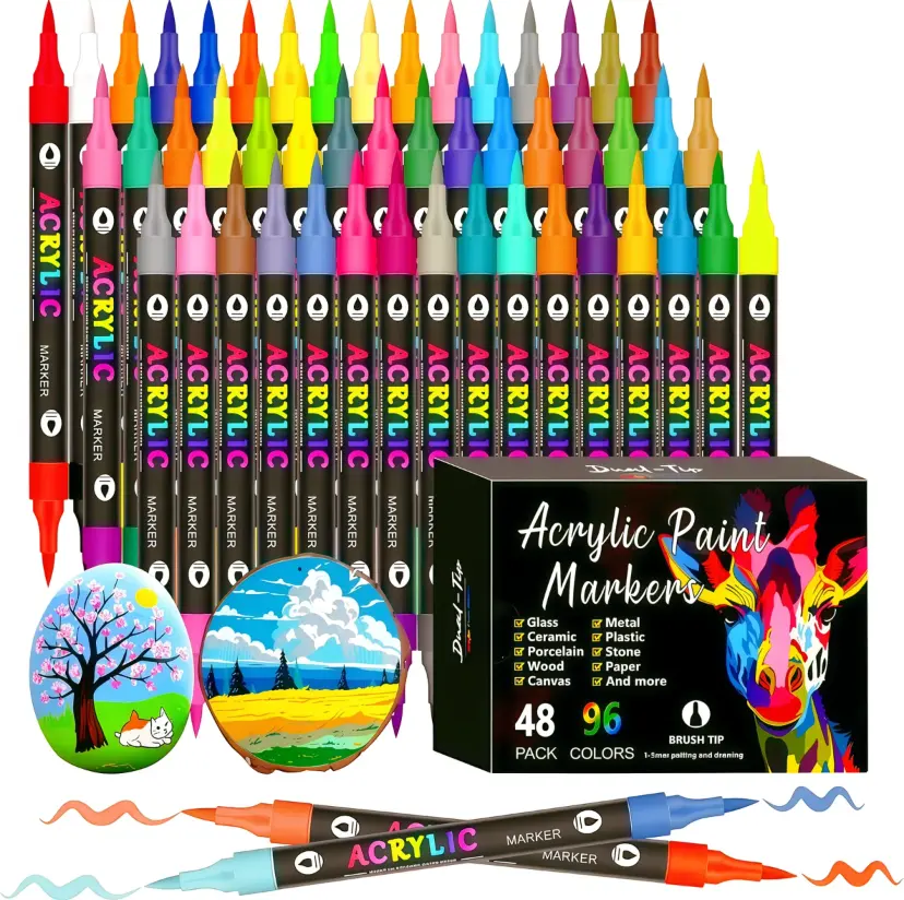 Dual-Tip Dual-Color Glitter Effect Brush Markers, 24/72/96 Color, Soft Brush Shimmer Markers, Waterproof Quick-Dry Art Supplies for Adults' DIY Crafts, Greeting & Birthday Cards Making mini gifts summerwins Dual Tip Paintpens | Back to School campingessen