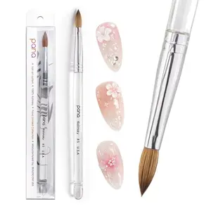 Pure Kolinsky Hair Acrylic Nail Brush - Oval Crimped Clear Acrylic Handle (Size 8)
