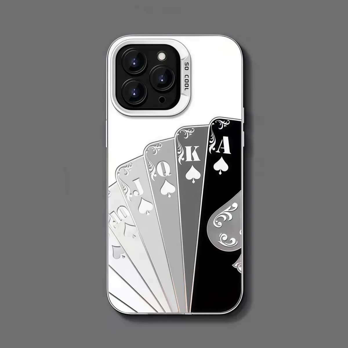 Spades Poker Game Smartphone Case, Playing Cards Design Reflective Gradient Shine Slim Fit Shockproof Protective Cover for iPhone 17 17E 16 16E 15 14 13 12 11 Pro Max Plus XR SE4 - Mobile Phone Accessories