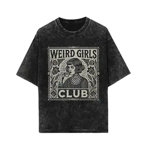 Women's Vintage Wash "Weird Girls Club" T-Shirt - Retro Art Nouveau Graphic Tee