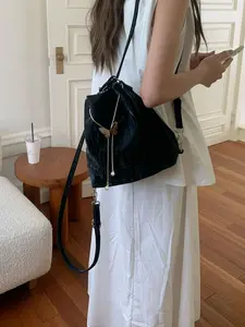 Trendy Korean Style Bucket Bag, Versatile Single Shoulder and Underarm Bag, Fashion Dual-Purpose Backpack for Women, Fashionable Bucket Bag