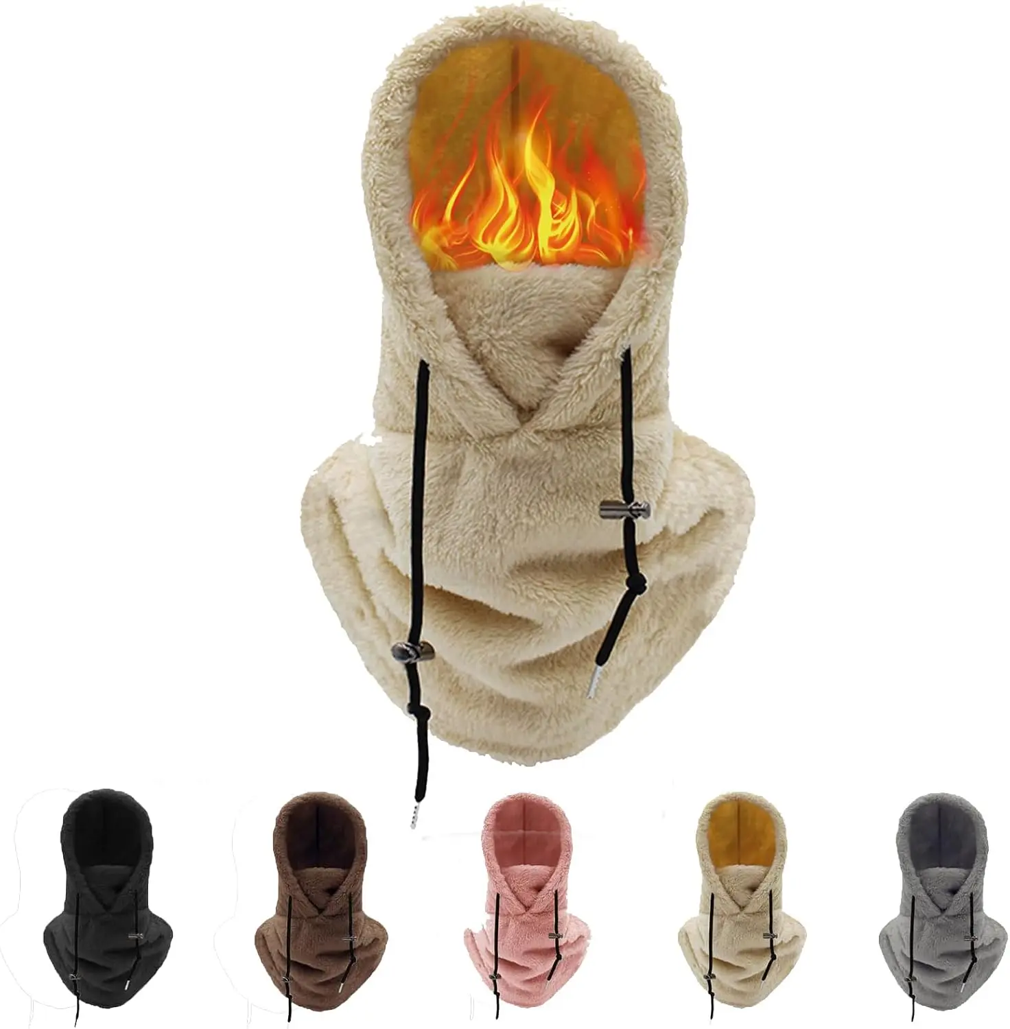 Unisex Adults' Adjustable Thermal Full Face Mask - 1 Size Motorcycle Protective Gear, Adjustable Drawcord, Neat Stitching, Ultralight Thermal Wear, Fashionable Look for Cold Weather Biking, Skiing