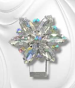 Whimsical "Ice Pedals" Ring with A/B Rhinestones - Adjustable Costume Ring for Women