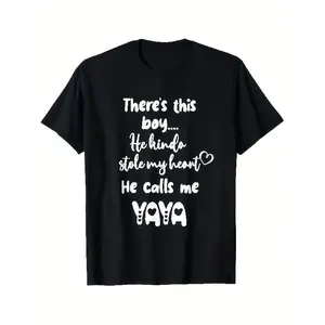 Yaya Greek Grandma T-Shirt for Men and Women - 100% Cotton, Casual Round Neck Top, Unique Print Design, Breathable and Soft, Black, Sizes S-XXXL