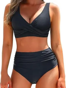Kenne-shop Women's Two Piece High Waisted Bikini Set Tummy Control Swimsuit Full Coverage Bathing Suit