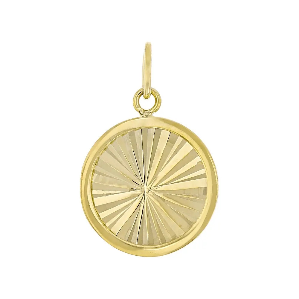 JTV 14k Yellow Gold Diamond Cut Circle Pendant JTV 14k Yellow Gold Diamond Cut Circle Pendant