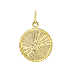 JTV 14k Yellow Gold Diamond Cut Circle Pendant