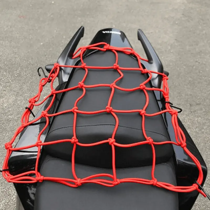 Versatile elastic cargo mesh for motorcycles and bicycles - a reliable rear storage solution to keep your gear safe!