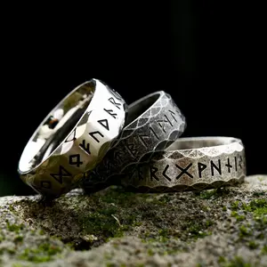 NEW Men's Stainless-steel Rings Retro Viking rune for teen RING Amulet fashion Jewelry Gift