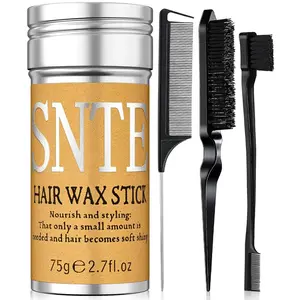 Slick Back Hair Brush Hair Wax Stick Set, Hair Bun Accessories, Smoothing Flyaways Hairs Edges, Sleek Ponytails Updos for Women, Teen Girls