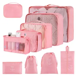 Stylish Portable Travel Storage Bag Set Travel Organizer Set for Clothes Shoes Cosmetic Travel Essentials Men & Women Home Simple Solid Color Storage