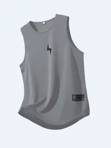Men's Breathable Polyester Geometric Lightning Pattern Sports Tank Top, Casual Sleeveless Shirt for Gym, Running, Outdoor, Summer Wear