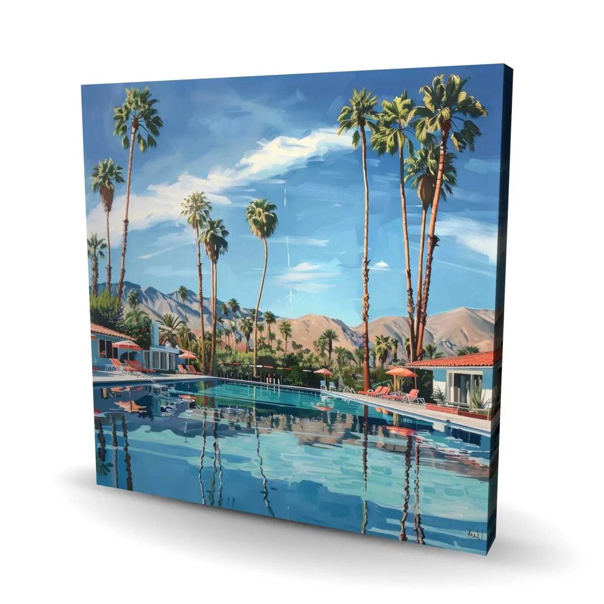 Begin Home Decor C1RC24240IQ206 24 x 24 in. Palm Trees Turquoise Canvas Art - Home Decor Accent