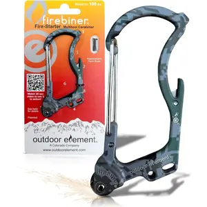 6-in-1 Fire-Starting Carabiner EDC Emergency Multitool -Keychain,Utility Blade,Bottle Opener,& More