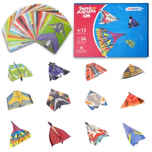 LumiKidz Children's Creative Paper Plane Squadron Create 36 PaperAirplane Kit, 12 models, make crafts for boys and girls,prepare socks and gifts for boys, children's activities (AGES6+)