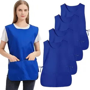 4pcs Apron with Side Tie, Neutral Style, with 2 Deep Pockets, Vest Apron Suitable for Gardening, Household Cleaning, Kitchen