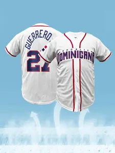 Dominicana #27 Baseball Jersey, Classic Vintage Embroidery Design, Breathable Short Sleeve Baseball Shirt , Hip Hop Hipster Sportswear Button Down Shirts Sports Uniforms Men Women Jersey All Seasons Wear