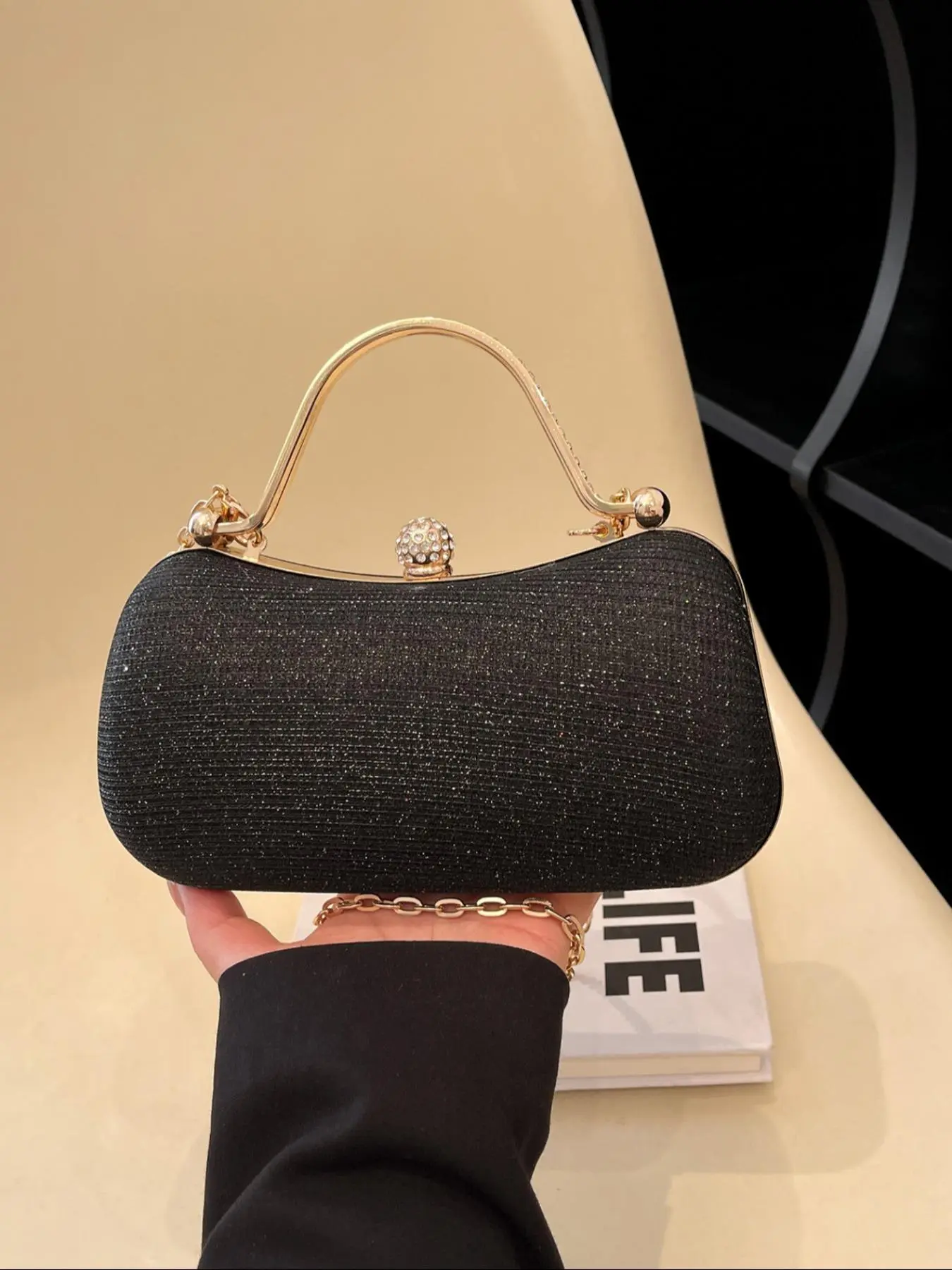 Women's Elegant Glitter Design Evening Bag, Exquisite Trendy Box Bag, Fashionable Bag for Party Decoration, Elegant Clutch, Elegant Purse, Elegant Stylish Purse, Fashion Purses