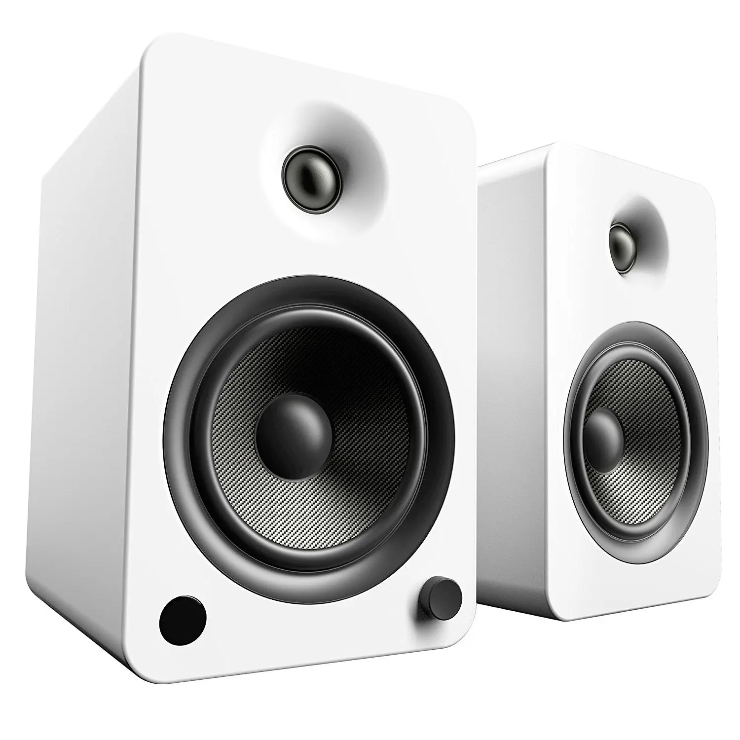 Kanto YU6 Powered Bookshelf Speakers - Matte White (YU6MW) Loud Bass Audio Device, 50W Power Supply, Bluetooth, Built-in Amplifier, Streaming Capability, Remote Control, Subwoofer Compatibility, Adapter, Watts