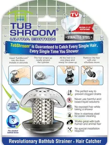 TubShroom Ultra Revolutionary Bath Tub Drain Protector Hair Catcher/Strainer/Snare Stainless Steel, 1-Pack, Silver
