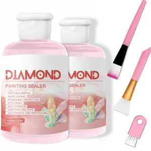 Diamond Drawing Sealer Kit, 1/2 Counts Sealer with 3 Counts Brush Set, Multifunction Artificial DIY Craft Diamond Drawing Kit Tool for Adults, Diamond Art Tools