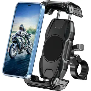 Phone Mount [Secure Lock] -Handed Operation  Cellphone Holder,  Scooter Handlebar Clamp,  Phone Mount with  Alloy Base Fit for 5.4"-7.2" Smartphone