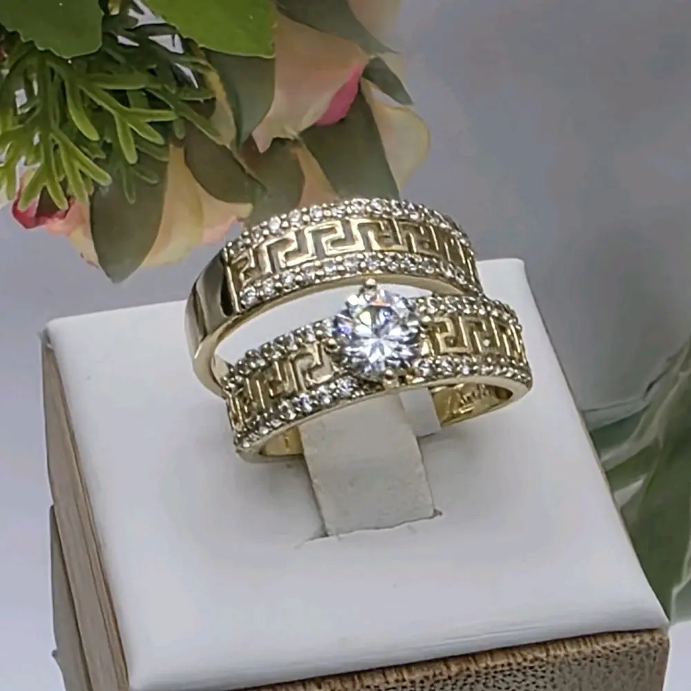 # 0283 14k Gold-Plated High-Quality Diamond-Accented Wedding Rings