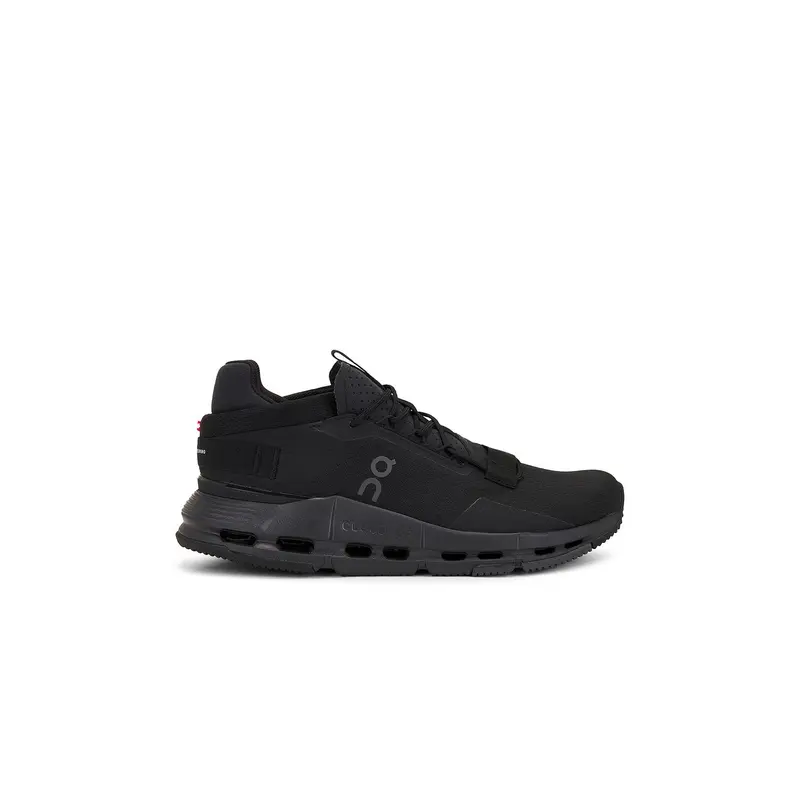 Men's On Cloudnova 2 Low-Top Casual Trainers - Laced Mesh Rubber-Soled Walking Sneakers, 50% Bio-Attributed 0-Gravity Foam Midsole, EVA All Black Footwear