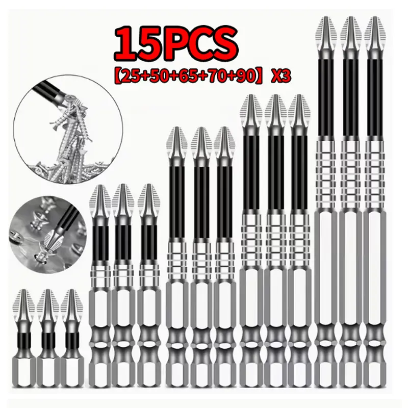 15-Piece K5 High-Hardness Anti-Slip Impact-Resistant Screwdriver Set, Strong Magnetic Hexagonal Screwdriver, Compatible with Electric & Manual Drivers, Home Repair Tool, Replaceable Screwdriver Bits