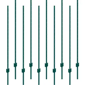 VEVOR 5 Feet Fence Post 10 Pack T-Post Heavy Duty Metal Fence Posts Green
