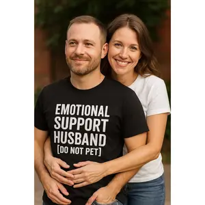 Emotional Support Husband T-Shirt – Funny Husband Shirt, Marriage Humor Tee, Cute Couples Shirt, Anniversary or Valentine’s Gift