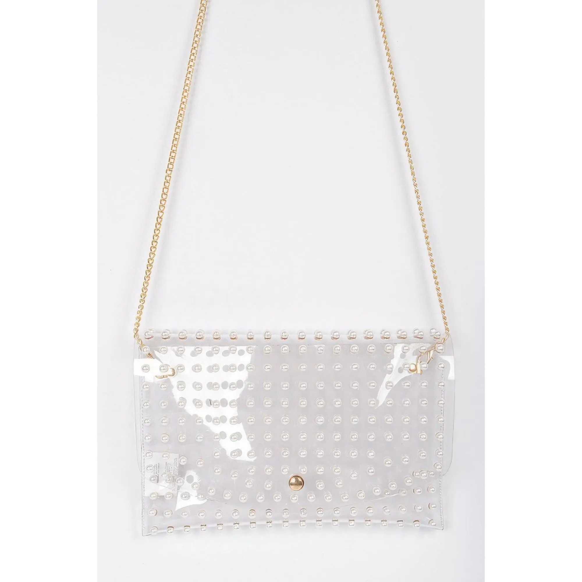 Women's Faux Pearl Studded Transparent Envelope Clutch, Women's Clutches & Wristlets