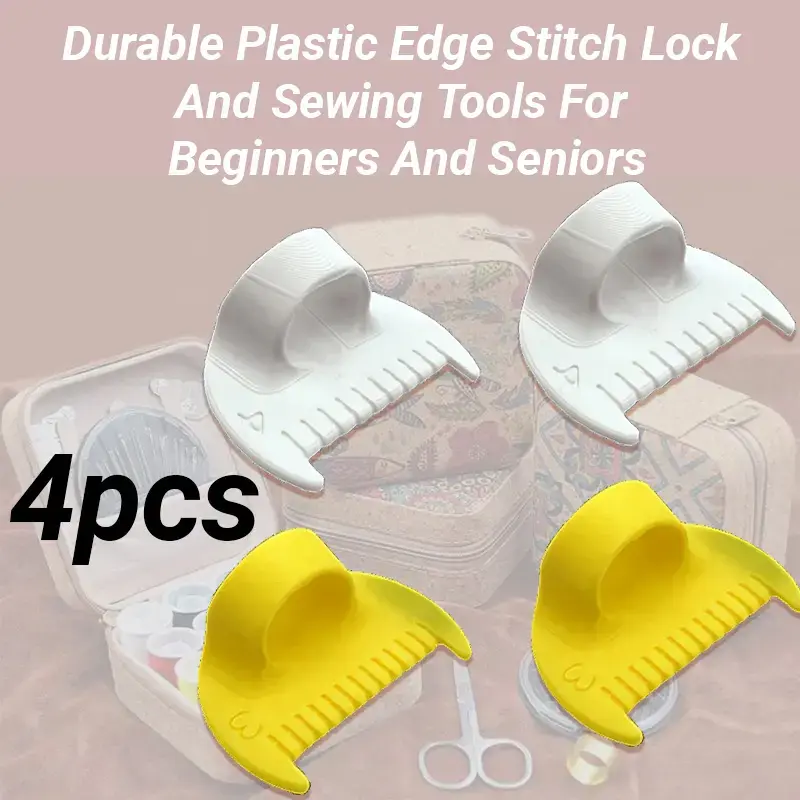 4pcs Simple Stitching Tools - Durable Plastic Edge Stitch Lock and Sewing Tools for Beginners and Seniors, 4mm and 3mm Spacing, Perfect for DIY Hand Stitching Projects, Sewing Accessories | Ergonomic Design | Smooth Surface