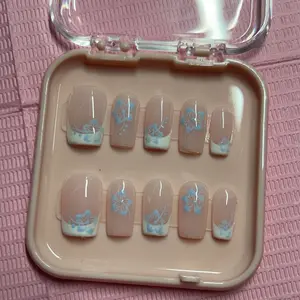 Square Gel Press on nails|handmade| hibiscus flowers Nail Art