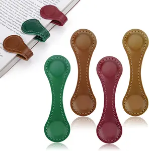 4PCS Magnetic Bookmarks, Leather Magnetic Bookmarks for Women, Double-Sided Magnetic Book Mark Clip Gift for Book Lover Readers Men Women Teachers