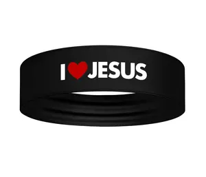 I Heart Jesus I Love Jesus Sports Stretch Headband White Black Red Faith Christian Athletic Sweatband Head Sweat Band Running Football Soccer Yoga Accessories Boys Girls Mens Women's Head Band God Workout Sweat Philippians 4:13