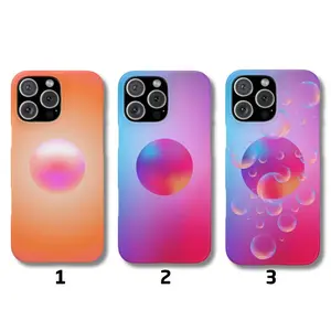 Aura Gradient phone case. Snap protective cover with cute colorful pink ombre aesthetic with stars and hearts for iphone 16 15 14 13